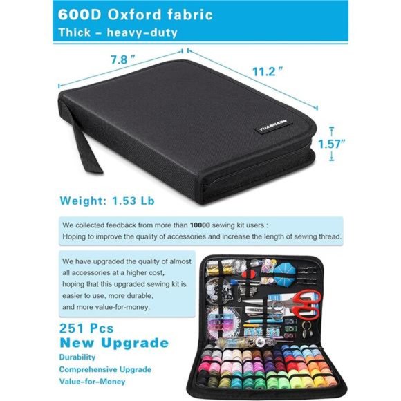 Large Sewing Kit for Adults:Newly Upgraded 251 Pcs Premium Sewing Supplies Set - Picture 6 of 6